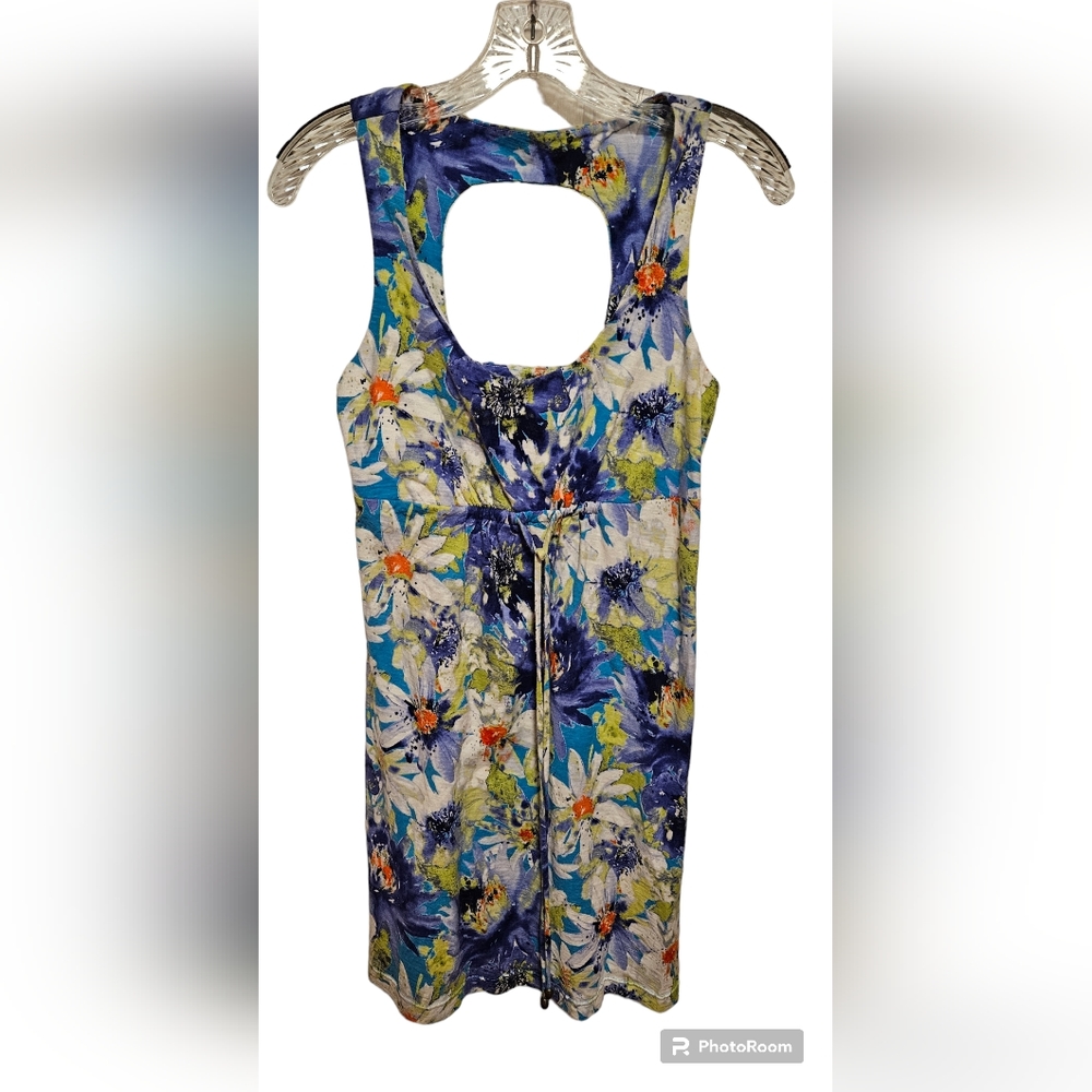 Tommy Bahama Dress Cinch Waist Sleeveless Floral Blue